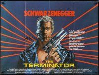 4a101 TERMINATOR British quad '84 different art of cyborg Arnold Schwarzenegger with big gun!
