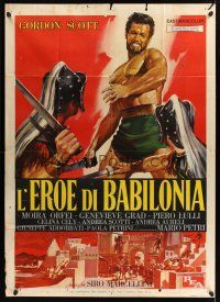 4a202 BEAST OF BABYLON AGAINST THE SON OF HERCULES Italian 1p '63 art of strongman Gordon Scott!