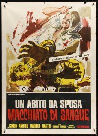 4a207 BLOOD SPATTERED BRIDE Italian 1p '75 completely different gory art of girl stabbing man!