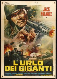 4a211 BULLET FOR ROMMEL Italian 1p '69 cool close up art of Jack Palance with machine gun!