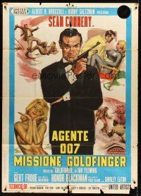 4a245 GOLDFINGER Italian 1p '65 great artwork of Sean Connery as James Bond 007!