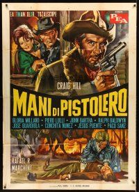 4a248 HANDS OF GUNMAN Italian 1p '65 cool artwork of cowboy Craig Hill with gun!