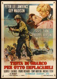 4a250 HELL IN NORMANDY Italian 1p '68 Guy Madison, cool World War II art by Ezio Tarantelli!
