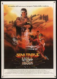 4a328 STAR TREK II Italian 1p '82 The Wrath of Khan, Nimoy, Shatner, Montalban, Bob Peak art!