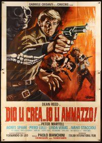 4a142 GOD MADE THEM... I KILL THEM Italian 2p '68 spaghetti western art with skeleton by Symeoni!