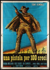 4a144 GUNMAN OF ONE HUNDRED CROSSES Italian 2p '71 cool spaghetti western art by P. Franco!