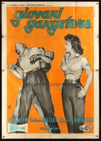 4a157 JUVENILE JUNGLE Italian 2p '58 different art of bad girl & guys fighting by Carlantonio Longi
