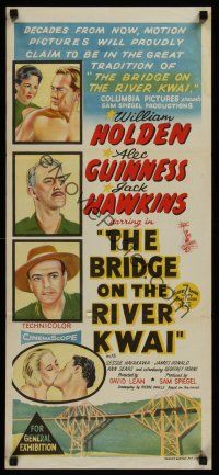 4b151 BRIDGE ON THE RIVER KWAI Aust daybill '58 William Holden, David Lean classic, stone litho!