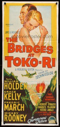 4b152 BRIDGES AT TOKO-RI Aust daybill '54 stone litho of beautiful Grace Kelly & William Holden!