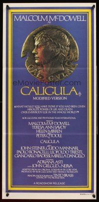 4b158 CALIGULA Aust daybill '80 Malcolm McDowell, Penthouse's Bob Guccione sex epic!
