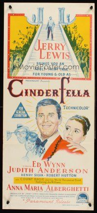4b171 CINDERFELLA Aust daybill '60 stone litho of Jerry Lewis & Anna Maria Alberghetti!