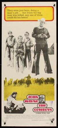 4b178 COWBOYS Aust daybill '72 big John Wayne gave these young boys their chance to become men!