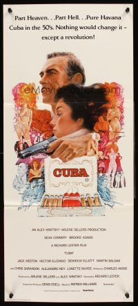4b180 CUBA Aust daybill '79 cool artwork of Sean Connery & Brooke Adams and cigars!