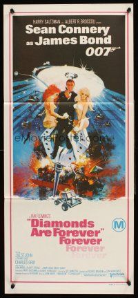 4b192 DIAMONDS ARE FOREVER Aust daybill '71 art of Connery as James Bond by Robert McGinnis!