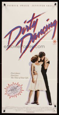 4b194 DIRTY DANCING Aust daybill '87 classic image of Patrick Swayze & Jennifer Grey in embrace!