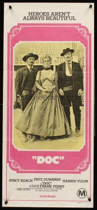 4b195 DOC Aust daybill '71 cool old-time portrait of Stacy Keach, Faye Dunaway & Harris Yulin!