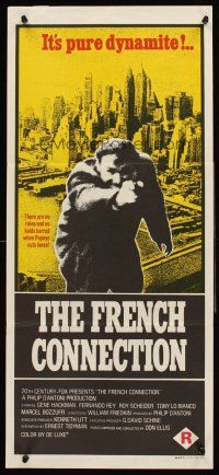 4b222 FRENCH CONNECTION Aust daybill '71 Hackman in movie chase climax,directed by William Friedkin!