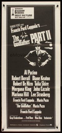 4b235 GODFATHER PART II Aust daybill '75 Al Pacino in Francis Ford Coppola classic crime sequel!