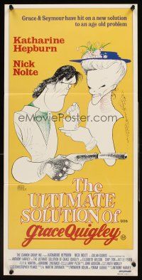 4b239 GRACE QUIGLEY Aust daybill '85 Al Hirschfeld artwork of Katherine Hepburn & Nick Nolte!