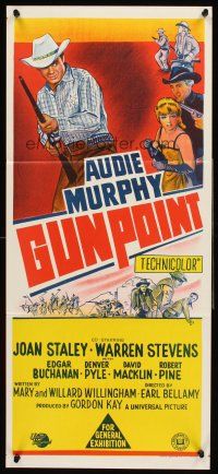 4b245 GUNPOINT Aust daybill '66 different stone litho image of cowboy Audie Murphy with rifle!
