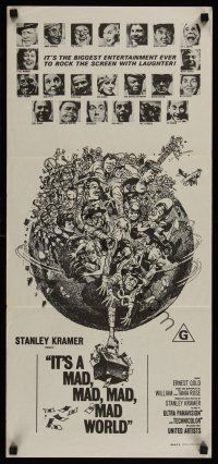 4b263 IT'S A MAD, MAD, MAD, MAD WORLD Aust daybill R70s great art of entire cast on Earth!