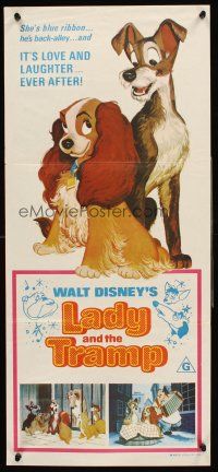 4b280 LADY & THE TRAMP Aust daybill R75 Walt Disney romantic canine dog classic cartoon!