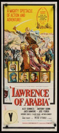 4b283 LAWRENCE OF ARABIA Aust daybill '63 David Lean classic stone litho of Peter O'Toole!