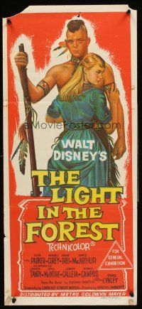 4b286 LIGHT IN THE FOREST Aust daybill '58 Disney, stone litho of Native American James MacArthur!