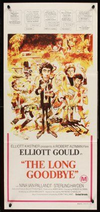 4b290 LONG GOODBYE Aust daybill '74 art of Elliott Gould as Philip Marlowe by Jack Davis!