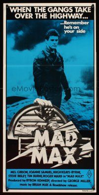 4b293 MAD MAX Aust daybill R81 cool image of wasteland cop Mel Gibson, George Miller, Australian!
