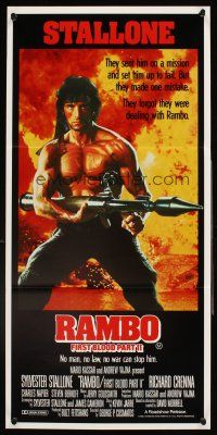 4b347 RAMBO FIRST BLOOD PART II Aust daybill '85 no man, no law, no war can stop Stallone!