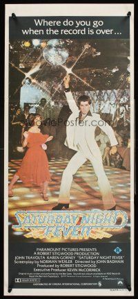 4b370 SATURDAY NIGHT FEVER Aust daybill '77 best image of disco dancer John Travolta & Gorney!