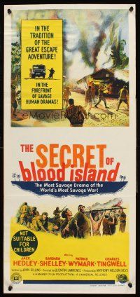 4b373 SECRET OF BLOOD ISLAND Aust daybill '65 in the tradition of the great escape adventure!