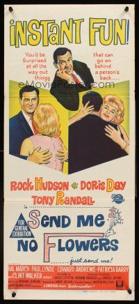 4b374 SEND ME NO FLOWERS Aust daybill '64 stone litho of Rock Hudson, Doris Day & Tony Randall!