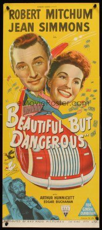 4b377 SHE COULDN'T SAY NO Aust daybill '54 stone litho Simmons & Mitchum, Beautiful But Dangerous!