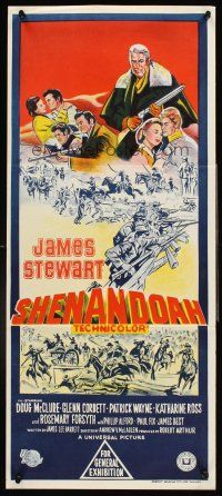 4b378 SHENANDOAH Aust daybill '65 great stone litho of James Stewart in the Civil War!