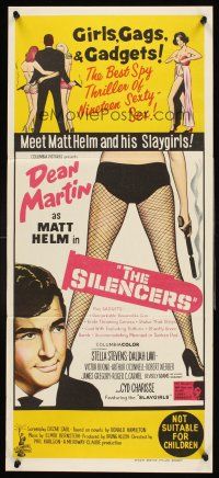 4b379 SILENCERS Aust daybill '66 different sexy stone litho of Dean Martin & the Slaygirls!