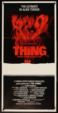4b421 THING Aust daybill '82 John Carpenter, cool sci-fi horror art, the ultimate in alien terror!