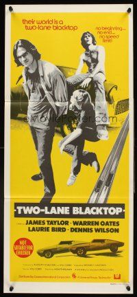 4b438 TWO-LANE BLACKTOP Aust daybill '71 James Taylor is the driver, Oates is GTO, Laurie Bird