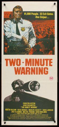 4b437 TWO MINUTE WARNING Aust daybill '76 Charlton Heston, sniper at football game, different art!