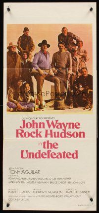 4b440 UNDEFEATED color Aust daybill '69 great portrait of John Wayne, Rock Hudson & top cast!