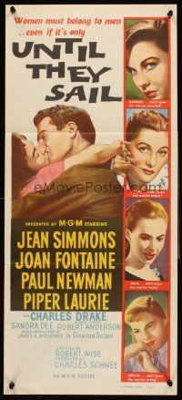 4b441 UNTIL THEY SAIL Aust daybill '57 stone litho of Paul Newman, sexy Jean Simmons & top cast!