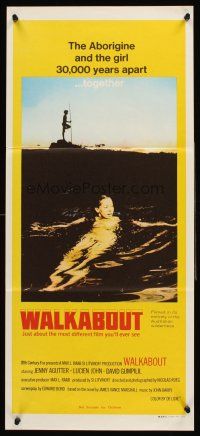 4b446 WALKABOUT Aust daybill '71 naked swimming Jenny Agutter, Nicolas Roeg Australian classic!