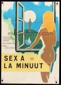 4b110 ONCE UPON AN ISLAND German '62 Det tossede paradis, cool art of nude looking out window!