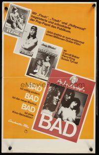 4b035 ANDY WARHOL'S BAD German 12x19 '77 Carroll Baker, Perry King, sexploitation black comedy!