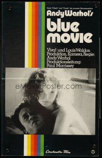 4b037 BLUE MOVIE German 12x19 '72 Andy Warhol, close up of sexy naked Viva & Louis Waldon!