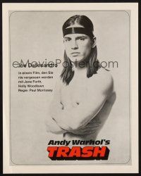 4b630 ANDY WARHOL'S TRASH German LC '71 close up of barechested Joe Dallessandro, Warhol classic!