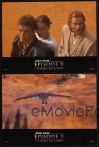 4b821 ATTACK OF THE CLONES 8 French LCs '02 Star Wars Episode II, Christensen & Natalie Portman!