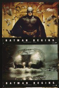 4b824 BATMAN BEGINS 8 French LCs '05 great images of Christian Bale as the Caped Crusader!