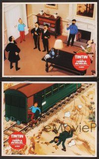 4b923 TINTIN & THE TEMPLE OF THE SUN 8 French LCs '69 cool action adventure cartoon images!